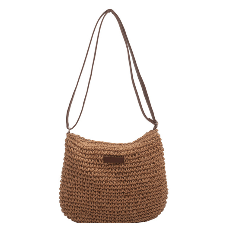 Straw Woven Zipper Hobo Crossbody Bag, Exquisite Decorative Shoulder Bag, Fashion Summer Beach Bag